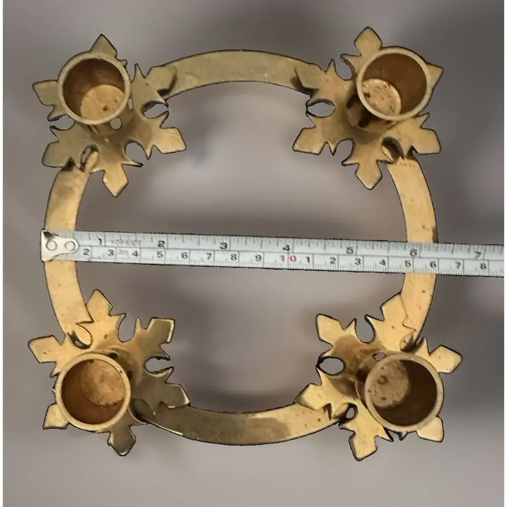 Vintage Biedermann & Sons Brass Snowflake Advent Candle Ring Heavy Candle Holder